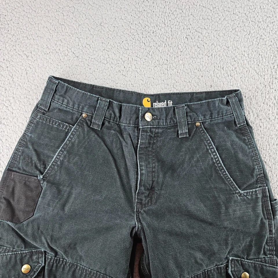 Pantalones de mezclilla Carhartt para hombre negros 32x34 Ripstop doble frente rodilla carga B342 ropa de trabajo Foto 2 de 4