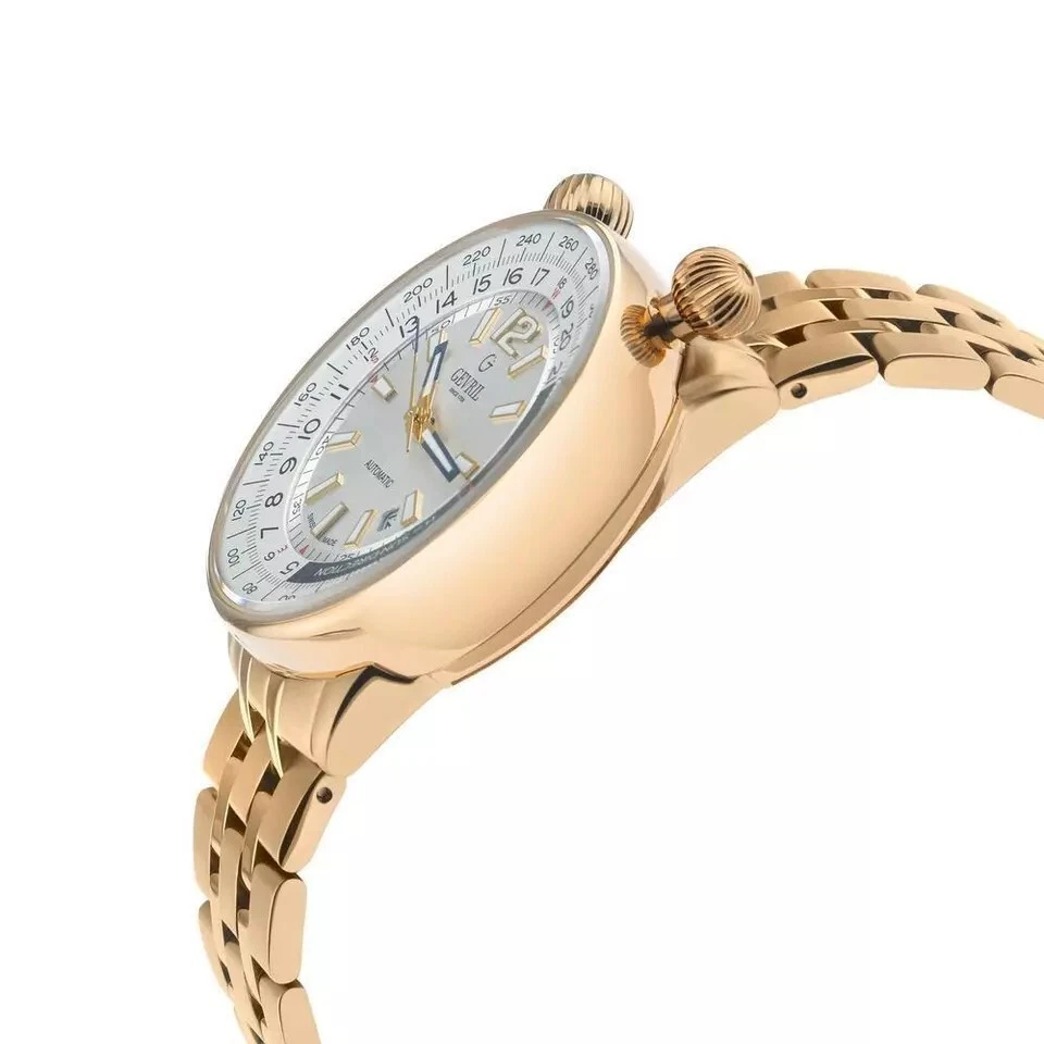 Reloj Gevril para hombre 48564 Wallabout automático esfera plateada oro rosa IP acero fecha Foto 2 de 4