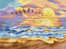 Orchidea Needlepoint canvas for halfstitch without yarn Sunset over the Sea 2...