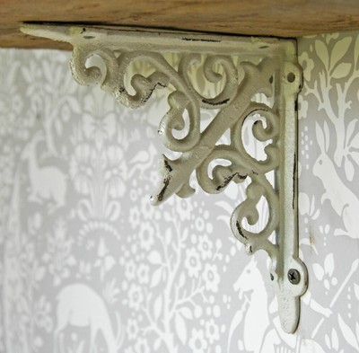 French White Cast Metal Shabby Chic Kitchen Bathroom Wall Shelf