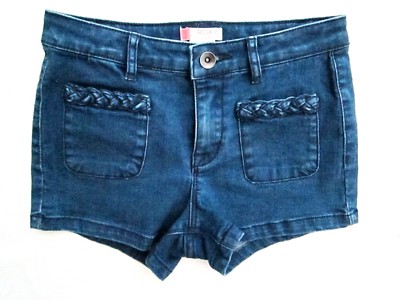Roxy Girl Girls Dark Blue Jean Denim Braided Front Pockets w adjustable Waist