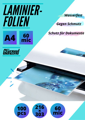 100 Laminierfolien DIN A4 (216x303) glänzend - 2x 60 = 120 mic