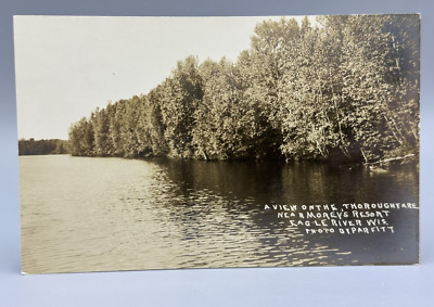 c 1910 EAGLE RIVER Wisconsin MOREY's RESORT Real PHOTO Postcard RPPC Antique