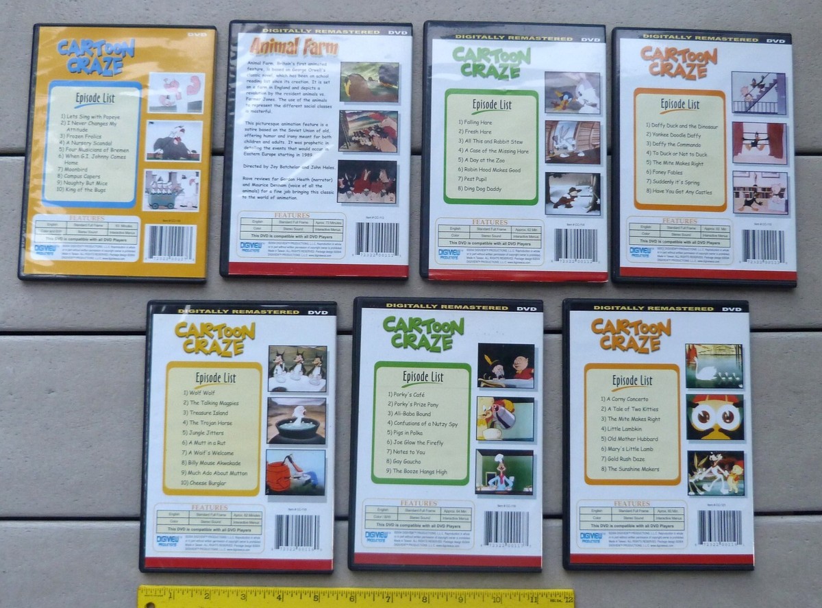 CARTOON CRAZE DVDs Each includes 8-10 Cartoons; & Animal