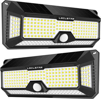 Solar Outdoor Lights - 4000Lm 268 LED Security Lights with 4 Wide Angle, Motion 
