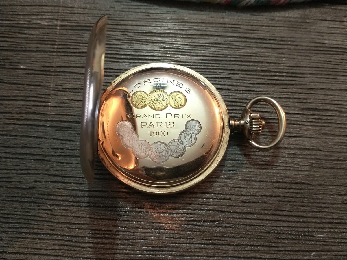 Solid 14K Gold Longines Grand Prix Paris 1900 Pocket Watch 