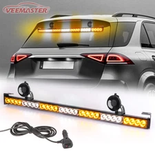 32" 28 LED Emergency Strobe Light Bar Traffic Advisor Hazard Warning-Amber White