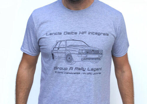 Lancia Delta Integrale retro cool rally race car motorsport grey T-Shirt gift - Afbeelding 1 van 4