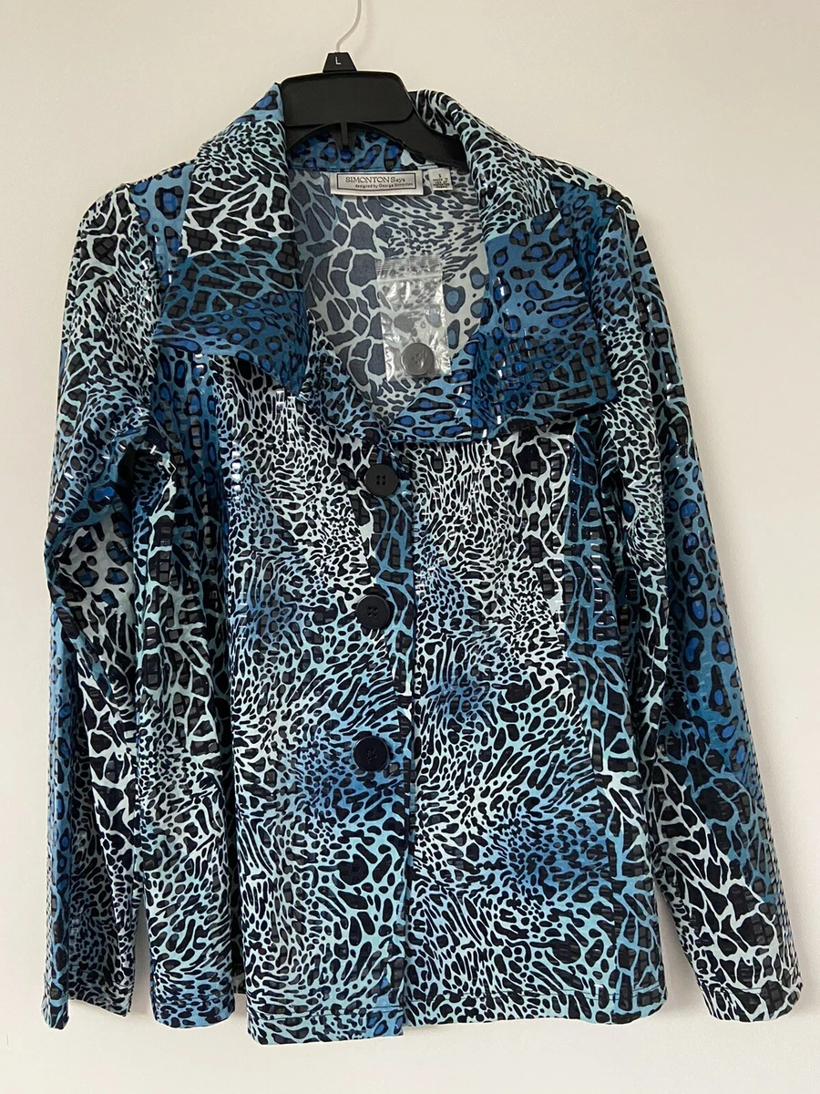 Blue leopard cheap print blazer