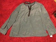 NOTATIONS Geometric Print Long Sleeve Tunic Women’s Size XL Polyester NWT