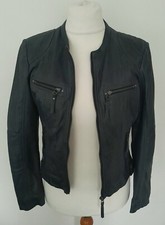 Aviatrix - Soft Real Leather Jacket Blue Biker Size 12 - Stunning