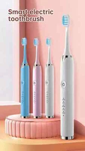 ✅5 Mode Sonic Electric Toothbrush with 6 Replacement Heads USB Rechargeable *NEW