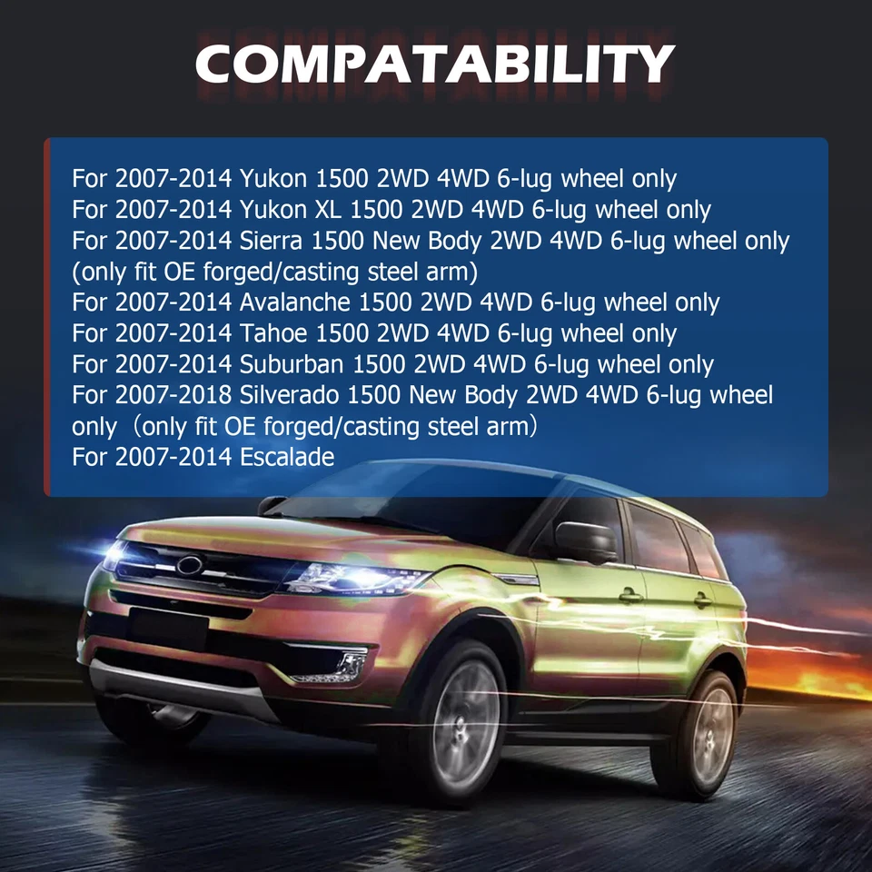 Brazos de control superiores delanteros de elevación de 2-4" para Silverado Sierra 1500 Tahoe 2007-2018 Foto 2 de 4