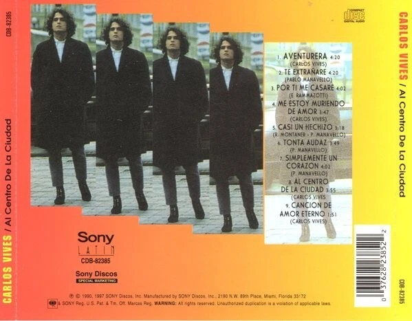 Carlos Vives – Al Centro De La Ciudad / SONY RECORDS CD 1997 - Bild 2 von 2