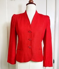 Vintage 1980s Cherry Red Peabody House Short Blazer With Puff Sleeves, Pockets