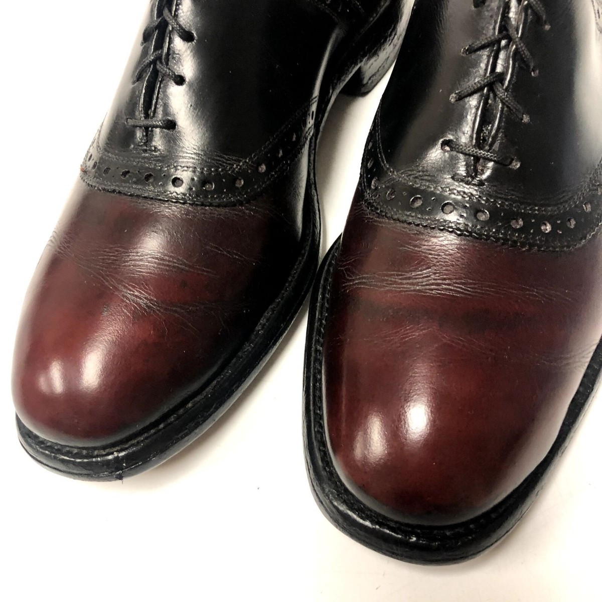 Allen Edmonds Polo Black Burgundy Brogue Leather Oxford Mens Saddle Shoe 8.5 D Allen Edmonds Mens 8 EEE POLO Burgundy and Black Saddle  main image 3