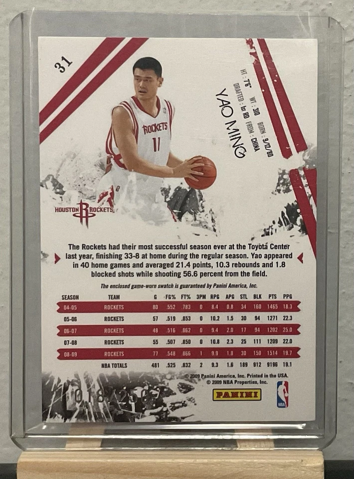 2009-10 Panini Rookies & Stars - Yao Ming #31 GAME WORN JERSEY SWATCH #’d /250 ! - Image 4 of 4