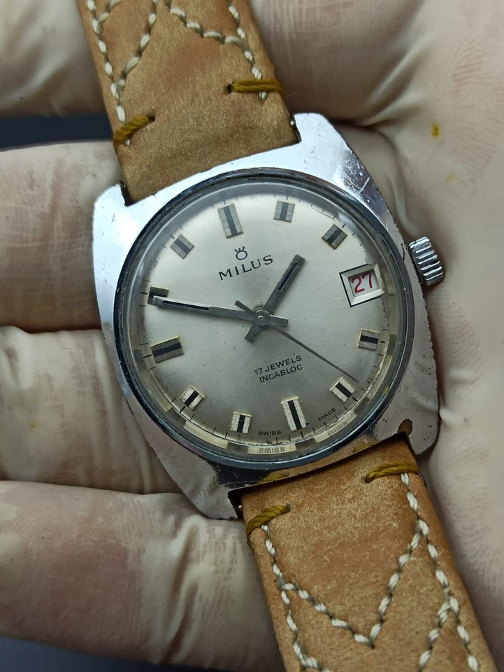 RELOJ ULTRA RARO MILUS MANUAL 17 JOYAS HECHO EN SUIZA INCABLOC AÑOS 60 Foto 3 de 4