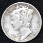 1938-S FINE Mercury Dime, 90% SILVER!