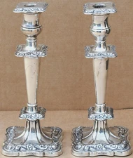 FAB OLD LARGE PAIR OF ORNATE FULLY HALLMARKED SILVER 11 INCH TALL CANDLESTICKS