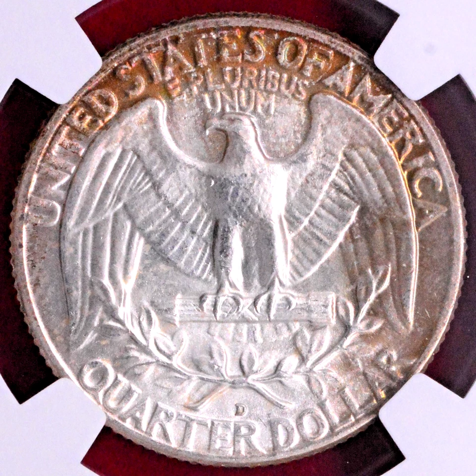 NGC MS-66 RAINBOW TONING! 1964-D WASHINGTON QUARTER - Image 3 of 3