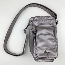 Lug Huggie SE Crossbody Insulated Water Bottle Bag Holder Metallic Grey 