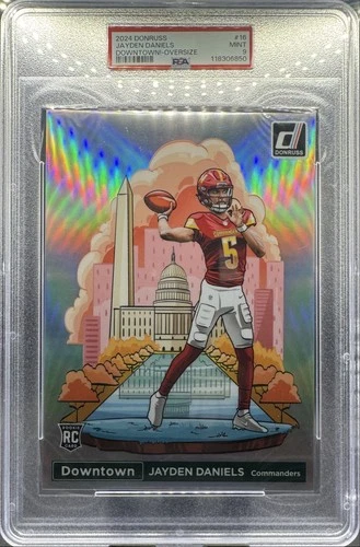 2024 Panini Donruss Jayden Daniels #16 OVERSIZED Downtown (RC) Rookie PSA 9