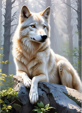 DIY Wolf in the Forest Diamond Painting Kits, Full Drill Sunshine Diamond Art Ki