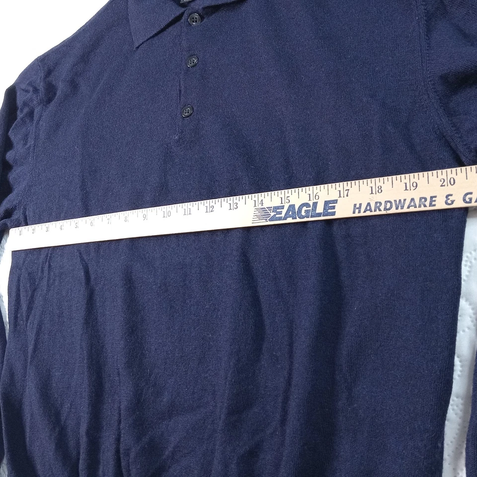 Kirkland Signature Extra Fine Merino Wool Polo Sweater Mens XL Navy Soft EUC - Image 4 of 4