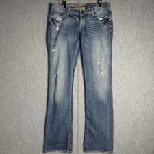 BUCKLE BKE Sabrina Slim Boot Low RISE JEANS Size 28L 28x33 1/2 Dark Wash