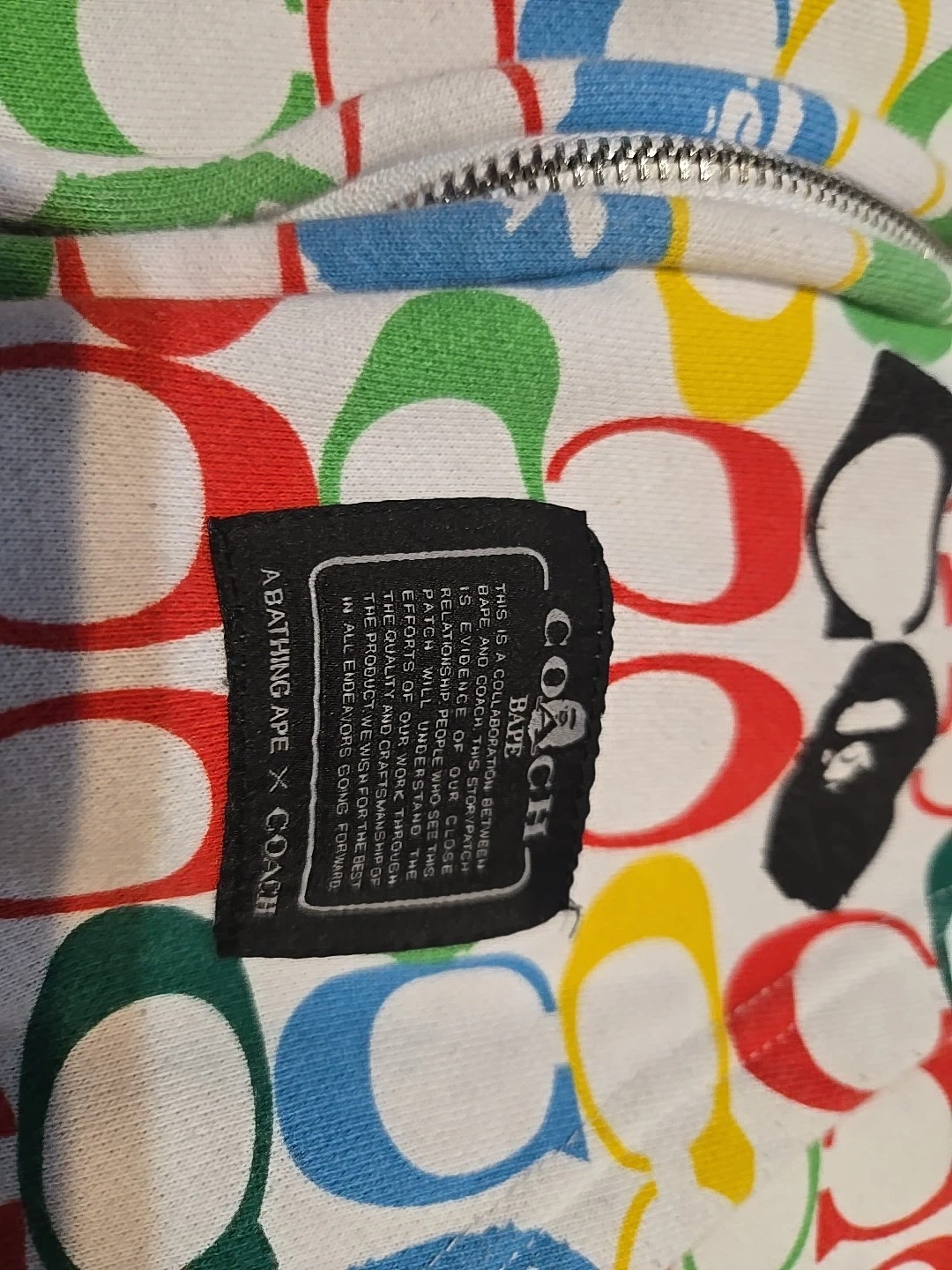 A BATHING APE (BAPE) Felpa con cappuccio Coach x Bape multicolore US XXL rara