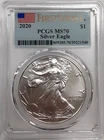 2020 $1 American Silver Eagle PCGS MS70 First Strike Flag Label (540)
