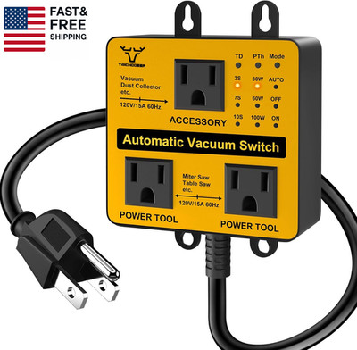 Upgraded Automatic Vacuum Switch, Autoswitch for Dust Collector, Customizable De
