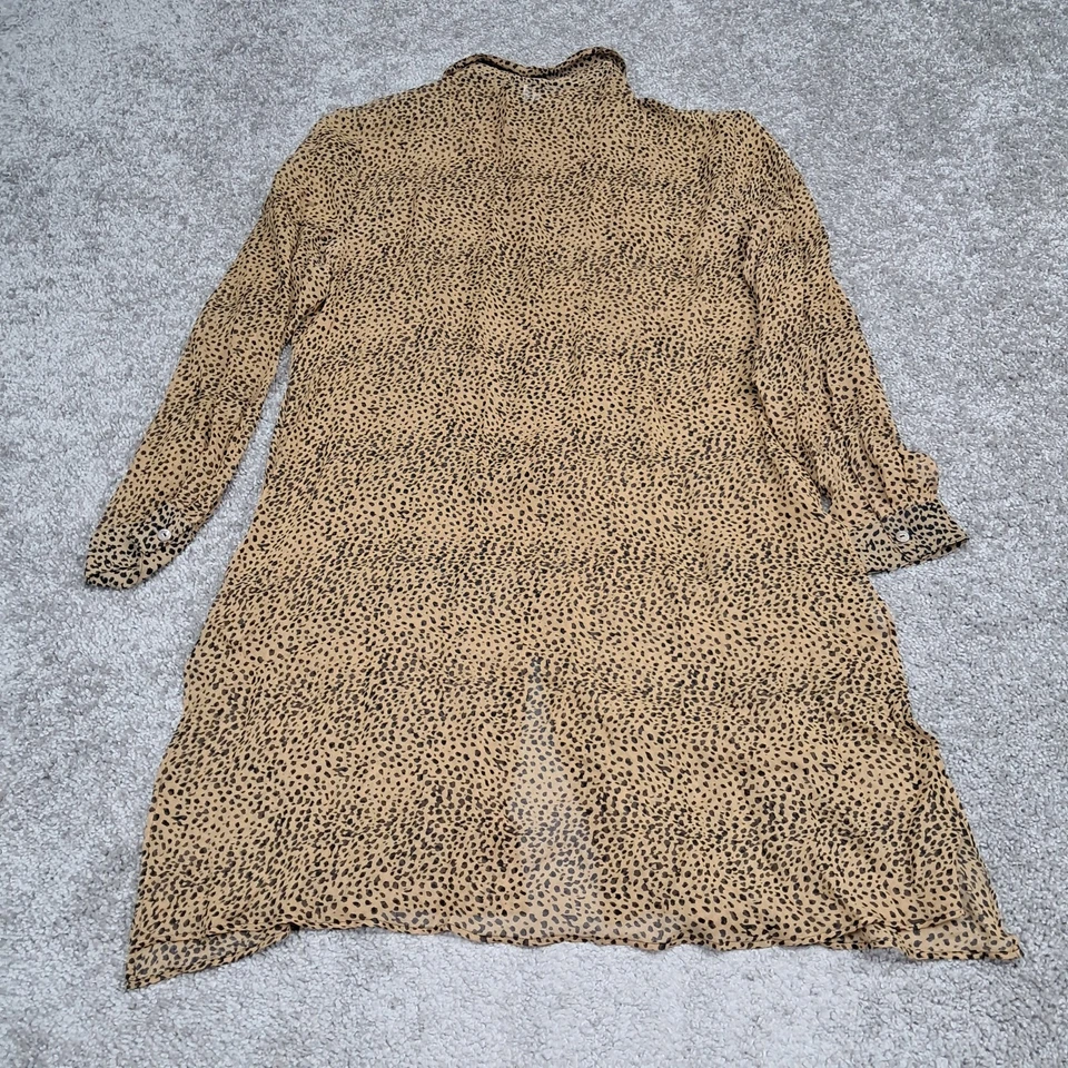 Robbie Bee Women's Long Button Up Dress 100% Silk Animal Print Brown 16 - Image 4 of 4