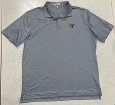 Peter Millar Polo Pinehurst No. 2 Men  s Large Silver Geometric Short Sleeve Golf
