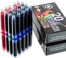 MONAGGIO Extra Ink Cartridges for Most Fountain Pens: 20 Refill Cartridges (5