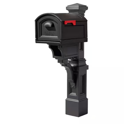 Atherton Resin Overpost Extra Large Black Onyx Mailbox and Black Onyx Mail Post