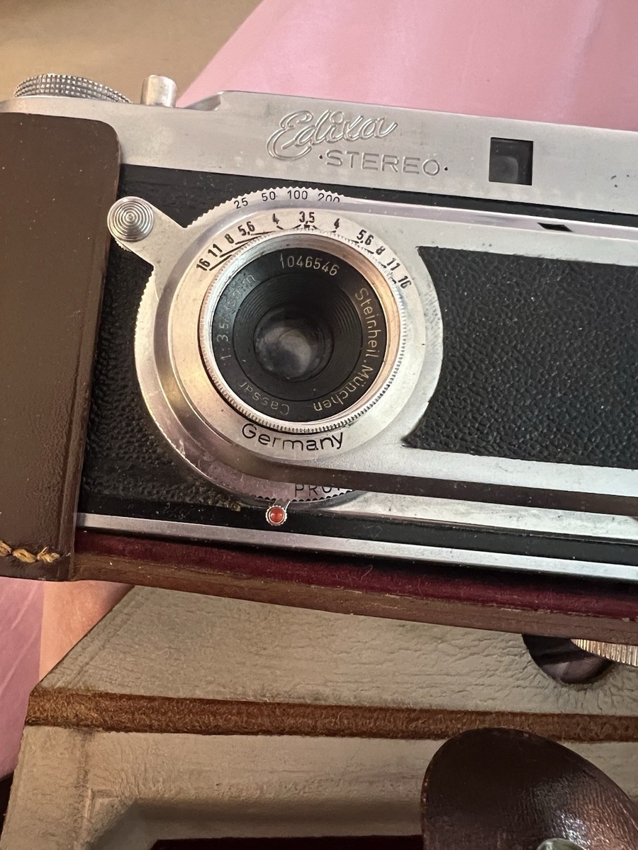 Vintage 1950's Edixa Stereo Camera By Wirgin Germany w/ leather