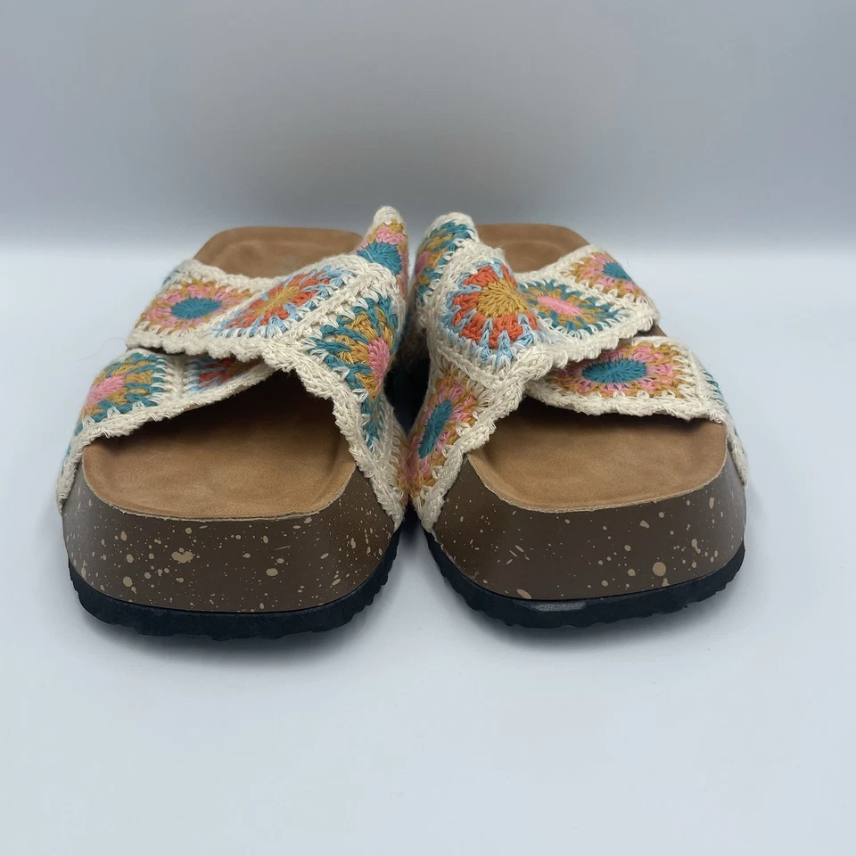 Sandalias FOREVER Tejidas Crochet Floral Boho Verano Plataforma Multicolor Talla 6 Foto 3 de 4