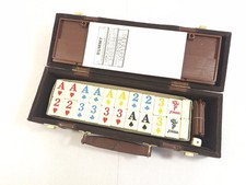 Vtg Rummy Tile Game Corduroy Brown Carrying Case with Instructions, Complete