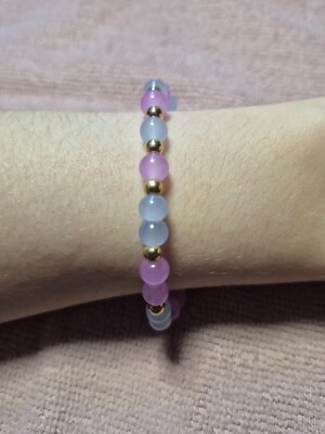 Hellblaue und lila Perlen mit goldenen Kugeln Spacer (One Size:15cm)