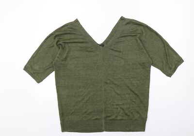 Talbots Damenpullover grün V-Ausschnitt Leinenpullover Größe M