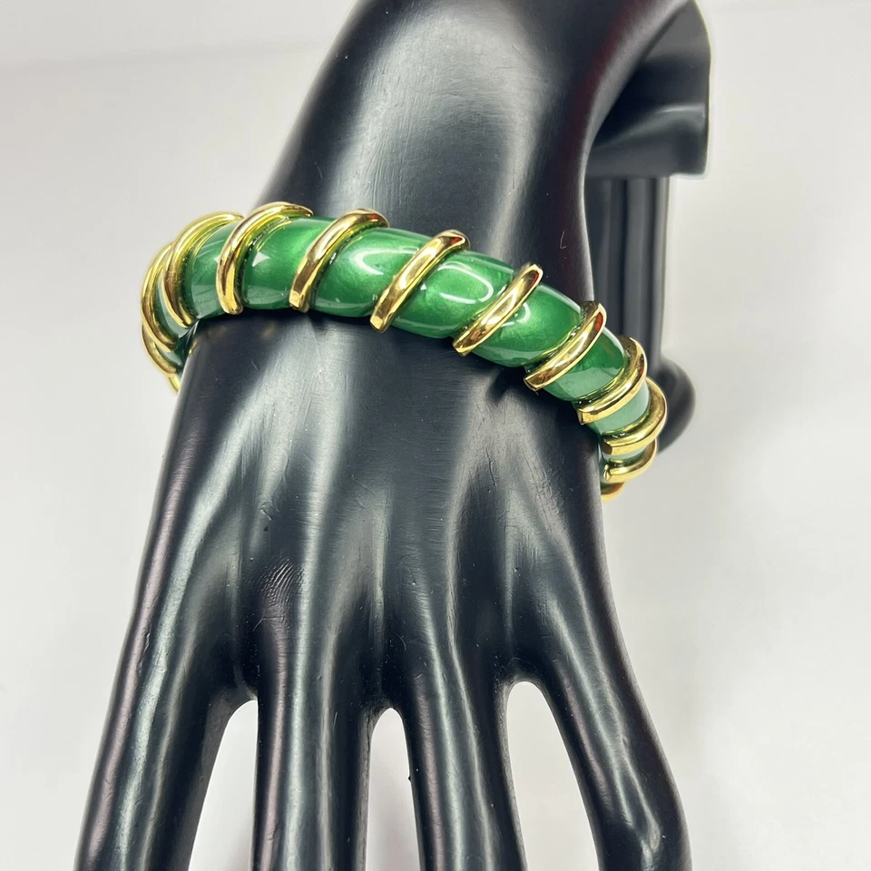 Dolce & Gabbana Green & Gold Bangle Bracelet - Image 4 of 4