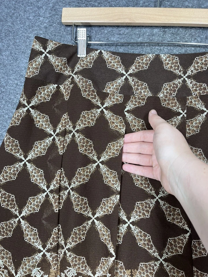 Falda Tapemeasure Plisada Línea A Para Mujer 14 Marrón Cachemira Forrada Geométrica Foto 2 de 4