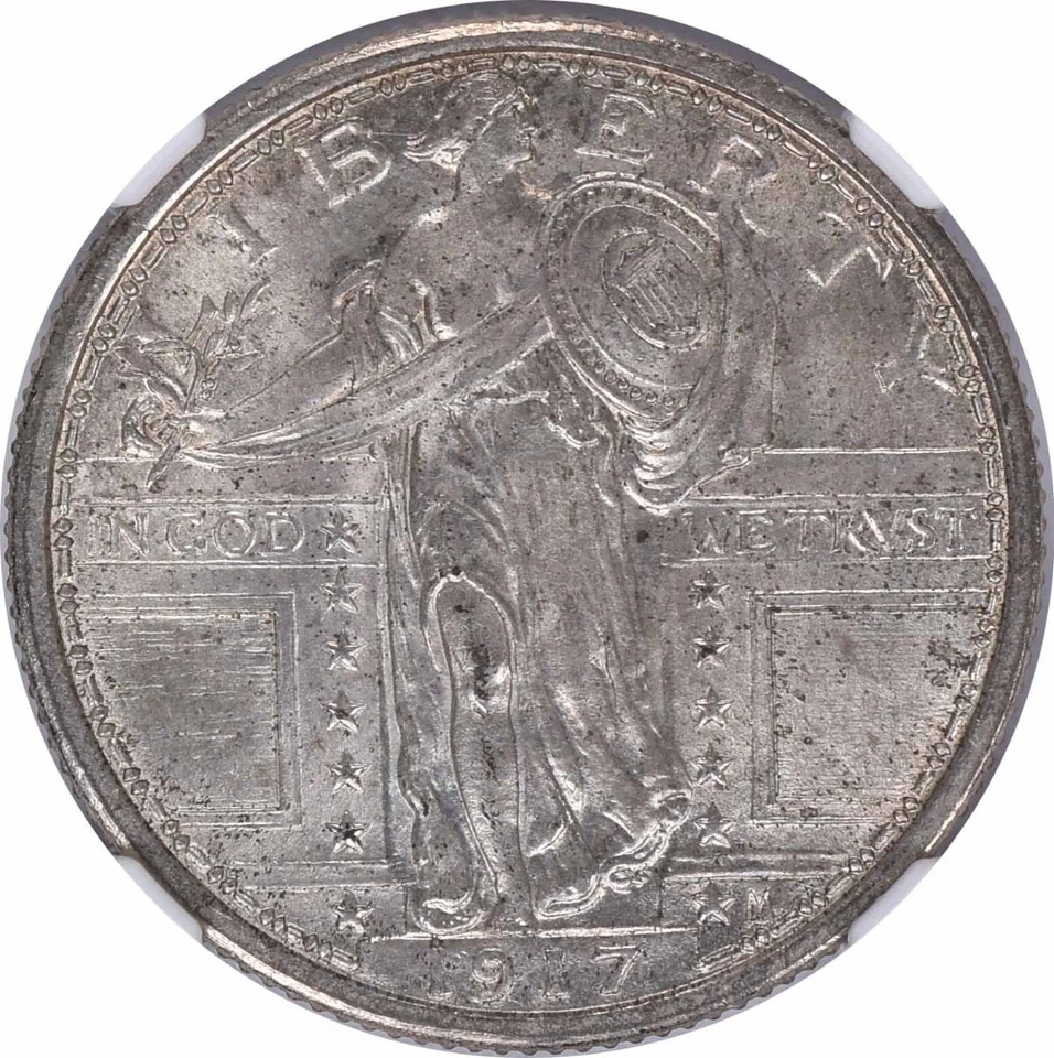 1917 Standing Liberty Silver Quarter Type 1 MS65FH NGC (CAC) - Image 3 of 4