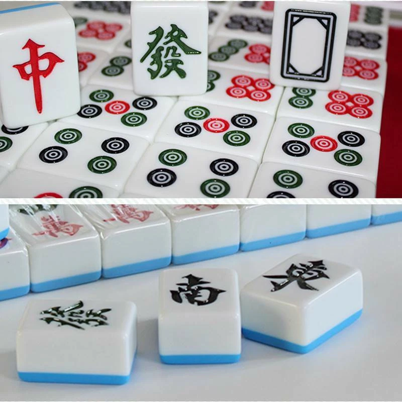 Large 42mm Chinese Mahjong Set Professional 144 Tiles English Characters Game  - Image 2 of 4