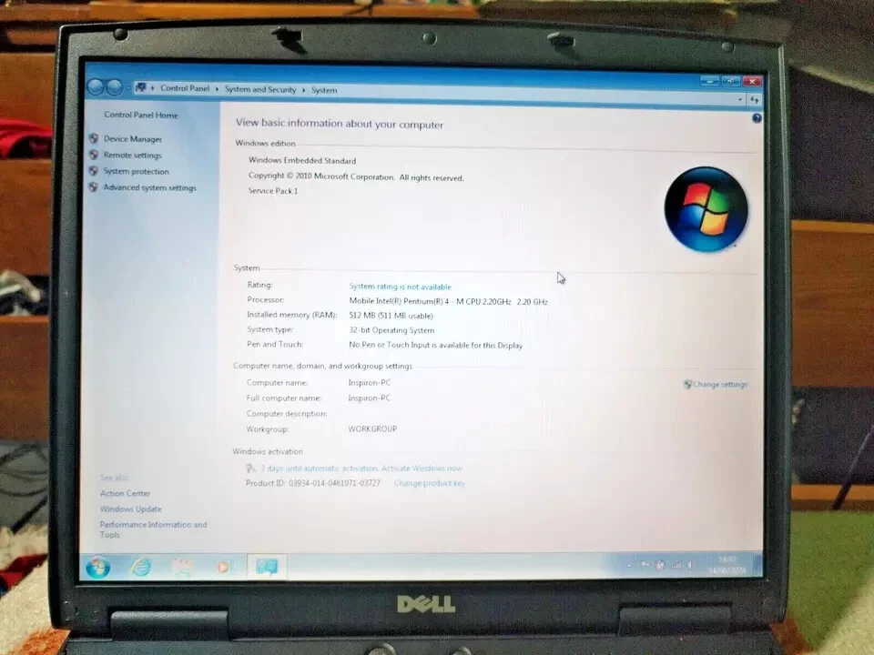 Dell inspiron 2650 15" Laptop 2.20 Ghz Intel Pentium 4 512MB 30GB Windows 7 - Image 2 of 4