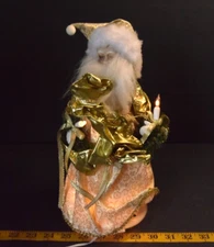 VTG Franks Santa Tree Topper Centerpiece Christmas Porcelain Gold Wizard