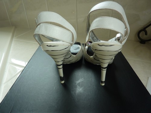 SÚPER SEXY BABY PHAT BLANCO CUERO TIRAS TACÓN DE AGUJA 8,5 M - Imagen 6 de 8