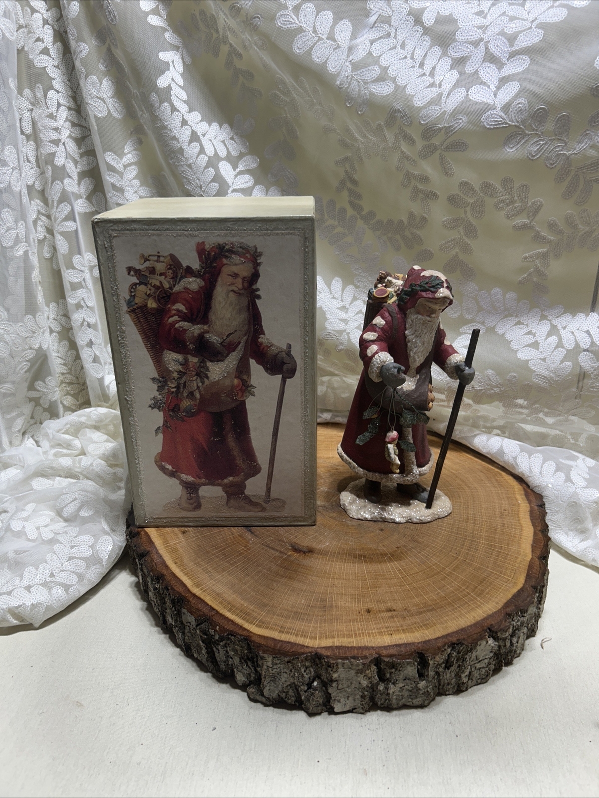 Department 56 Kris Kringle Sculpture with Walking Stick Sack of Toys